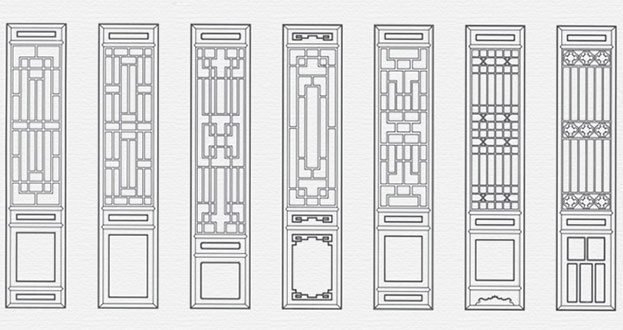 茂县常用中式仿古花窗图案隔断设计图